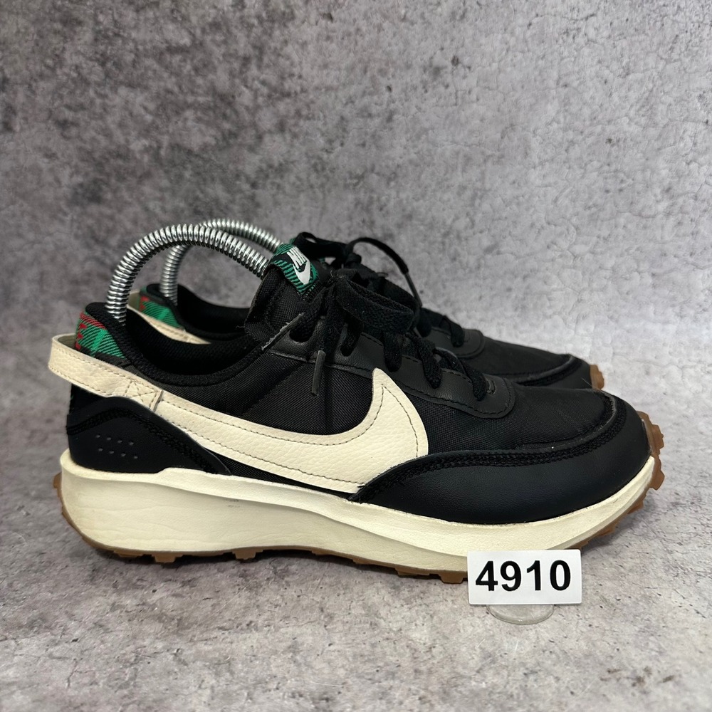 Nike Waffle Debut Premium Mens 6.5 Womens 8 Black Plaid DV0813-001 Shoes